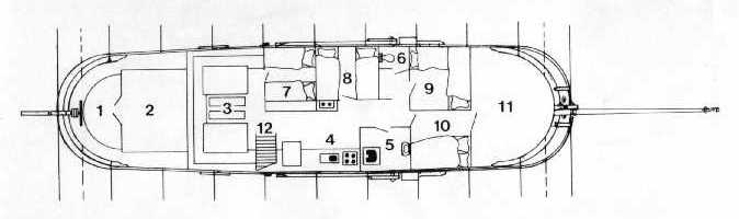 plattegrond tjalk Zwarte Ruiter